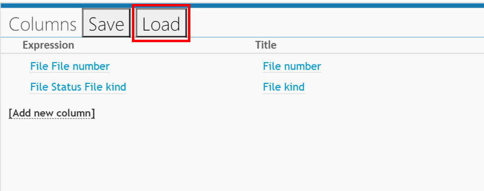 advanced search load button