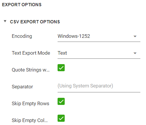 csv export options