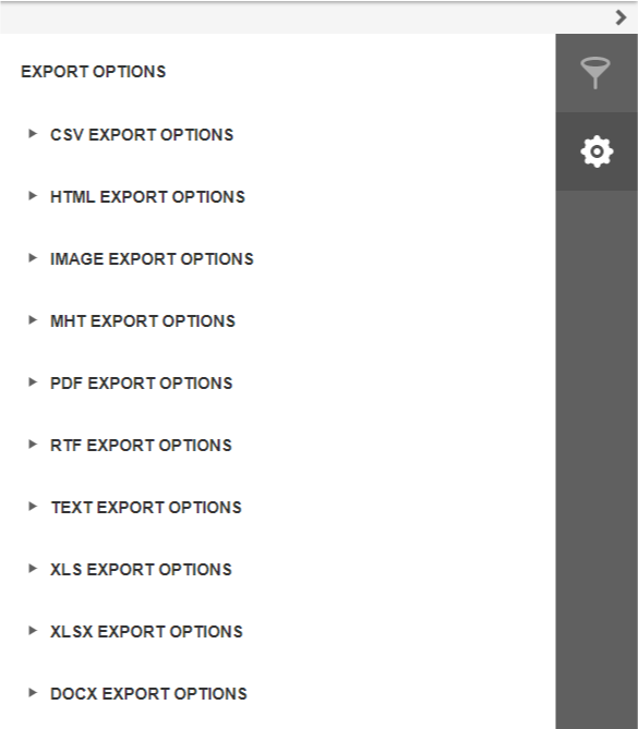 export reports options