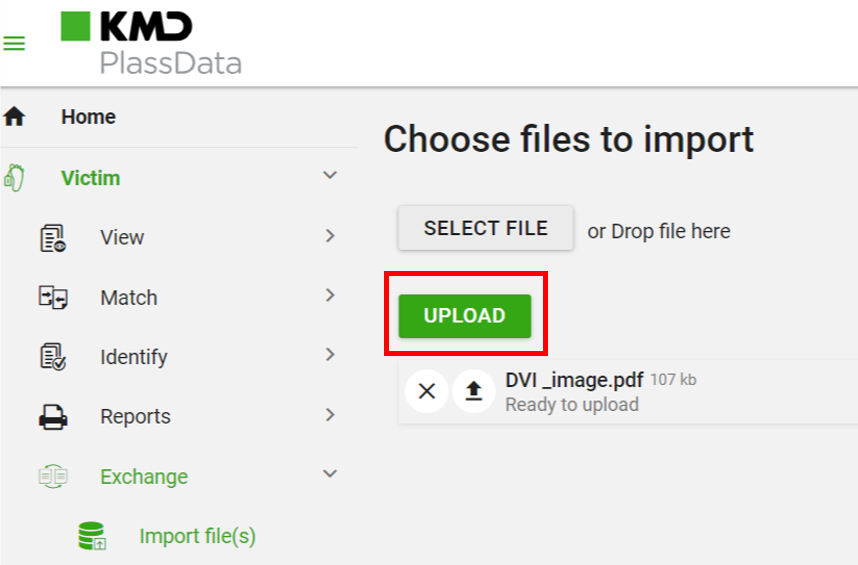 Upload file to import